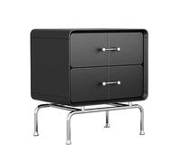 GEK208130 Moderna Mesita de Noche Mesita de Noche de Almacenamiento for el hogar, Minimalista, Negra, con cajón Doble, Mango de Acero Inoxidable, Muebles de Noche de Gran Capacidad Dormitorio