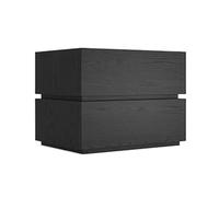 GEK208130 Moderna Mesita de Noche pequeña Minimalista de Madera de Color sólido, mesita de Noche con Doble cajón, Almacenamiento for Dormitorio, Mueble de Noche de Madera Dormitorio(Negro,Medio)