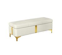 GEK208130 Moderno Banco de Almacenamiento for Dormitorio, Extremo de la Cama, sofá de Cuero, Banco, Ventana, Chimenea, Almacenamiento de Juguetes... Decorativo(Blanco,120 * 40 * 45cm)