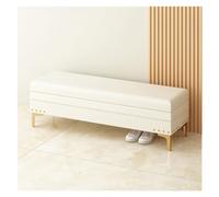 GEK208130 Moderno Banco de Almacenamiento tapizado con Borde de Clavo | otomana con Almacenamiento for Sala de Estar y Dormitorio | Muebles Decorativos for el hogar Decorativo(Blanco,120 * 40 * 40cm)