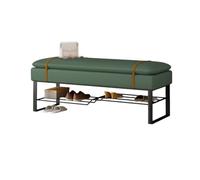 GEK208130 Moderno Banco de Noche con Zapatero, Bancos de Dormitorio tapizados Modernos, Taburete reposapiés, Banco Interior for Entrada, Sala de Estar, Dormitorio, Comedor Decorativo(Green)