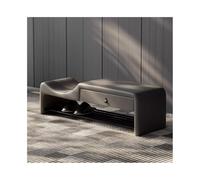 GEK208130 Moderno Banco de Zapatos de Entrada Simple Italiano con cajón de Almacenamiento for Padres e Hijos, Zapatero de Acero Inoxidable de Altura Decorativo(Dark Gray,Medio)