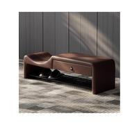 GEK208130 Moderno Banco de Zapatos de Entrada Simple Italiano con cajón de Almacenamiento for Padres e Hijos, Zapatero de Acero Inoxidable de Altura Decorativo(Coffee,Medio)
