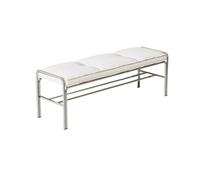 GEK208130 Moderno Banco Largo de Acero Inoxidable con cojín Cuero Blanco. Taburete for Cambiar Zapatos Acolchado Suave for Uso doméstico Decorativo(Pequeño)