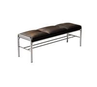 GEK208130 Moderno Banco Largo de Acero Inoxidable con cojín Cuero, Taburete for Cambiar Zapatos Uso doméstico, Embalaje Suave, Color Negro Decorativo(Pequeño)