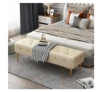 GEK208130 Moderno Banco tapizado con Asiento Acolchado, reposapiés con Patas de Metal Resistente, Banco de Cuero for Dormitorio, Sala de Estar, Entrada Decorativo(Beige,120**40 * 43cm)
