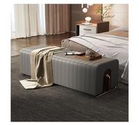 GEK208130 Moderno Banco tapizado de Cuero PU otomano,Banco Largo copetudo Moderno,Banco de Entrada de Piel sintética con Patas de Metal,Banco de Extremo de Cama for Sala de Estar Decorativo(Grey)