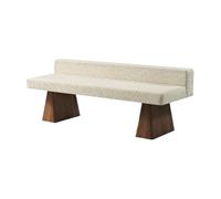 GEK208130 Moderno Banco tapizado de Madera Blanca con Respaldo, Ideal for el hogar, Comedor, Dormitorio, la Cama o Sala Estar Decorativo(XS)