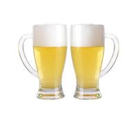 GEK208130 Moderno Juego de 2 vasos cerveza, jarras vidrio 450 ml con asa, ideales for bares Fiestas
