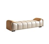GEK208130 Moderno Taburete de Cuero for cabecera de Cama, Sencillo y Moderno, for Dormitorio, Ligero, de Lujo, for guardarropa, Banco Largo, Zapatero Decorativo(Orange+Cream White,Pequeño)