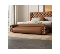 GEK208130 Moderno Taburete de Noche Largo de Cuero Genuino for Dormitorio, Taburete de sofá, Moderno y Sencillo, sofá pequeño for Sala de Estar Decorativo(Bruin,Grande)
