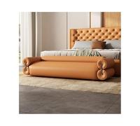 GEK208130 Moderno Taburete de Noche Largo de Cuero Genuino for Dormitorio, Taburete de sofá, Moderno y Sencillo, sofá pequeño for Sala de Estar Decorativo(Orange,Grande)