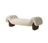 GEK208130 Moderno Taburete de sofá Madera y Tela Blanca Estilo Retro for Cambiar Zapatos, mesita Noche vestidor Decorativo(Medio)