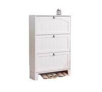 GEK208130 Moderno Zapatero de Madera con 3 cajones abatibles de 30 cm de Ancho, Sencillo y Moderno, for Uso doméstico, recibidor o recibidor. Organizador(Blanco)