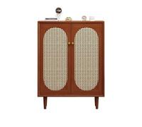 GEK208130 Moderno Zapatero de ratán con 5 estantes for Entrada, Estilo rústico, de Madera, for armarios y Salas de Estar. Organizador(Bruin)