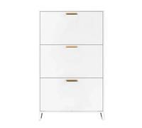 GEK208130 Moderno Zapatero Moderno con Puertas abatibles y cajones, Zapatero de Acero Independiente for Entrada - Blanco Organizador