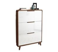 GEK208130 Moderno Zapatero Oculto con 3 cajones abatibles, Zapatero Independiente for Entrada y Pasillo. Blanco y marrón. Organizador