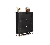GEK208130 Moderno Zapatero Ultrafino Negro for Entrada de casa, Porche, Armario de Almacenamiento Integrado, Frente a la Pared, Zapatero Exterior Extremadamente Estrecho Organizador
