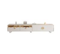 GEK208130 Modulo TV Mueble de TV Blanco con 2 cajones, Esquinas Redondeadas, Sala de Estar Minimalista Moderna, Espacio de Almacenamiento de partición for el hogar Mesa TV