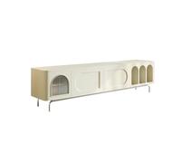 GEK208130 Modulo TV Mueble de TV Blanco for Sala de Estar, Armario de Almacenamiento de Gran Capacidad for el hogar con Patas de Soporte de Acero Inoxidable Mesa TV