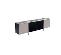 GEK208130 Modulo TV Mueble de TV Moderno con Gran Espacio de Almacenamiento, Mueble de Suelo de mármol con Patas de Soporte de Metal Mesa TV