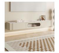 GEK208130 Modulo TV Mueble Flotante Moderno for TV con Puerta y 2 cajones, Soporte Estrecho for TV, Soporte Flotante de Pared for televisores, 78,7 Pulgadas, Blanco Crema Mesa TV