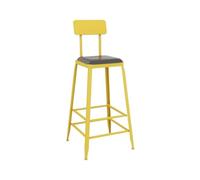 GEK208130 Multiusos Mesa y sillas de Bar cuadradas de Hierro de Colores, for balcón, Tienda de té con Leche, taburetes Altos de Gran tamaño Moderno(Yellow)