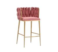 GEK208130 Multiusos Silla de Metal Sencilla y Ligera de Lujo for el hogar, Barra, cajero, Mesa de Isla, Silla de Comedor, Escritorio de recepción, Respaldo for Sentarse, taburetes Altos Moderno(Pink)