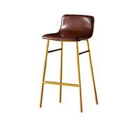 GEK208130 Multiusos Sillas de Comedor Simples y Modernas for el hogar, Taburete Alto Ligero de Lujo for Escritorio, Bar, Respaldo, Taburete Alto de Hierro y Cuero Moderno(Bruin)