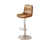 GEK208130 Multiusos Taburetes Altos de Cuero PU con Respaldo de Lujo Ligero y Barra elevadora de Hierro for Cocina Creativa, taburetes de Bar Europeos Moderno(Bruin)