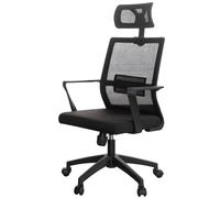 GEK208130 Sillas Escritorio Silla ergonómica de Malla con Respaldo Alto, Soporte Lumbar y reposacabezas Ajustable, sillas giratorias de Trabajo con Ruedas Silla de Oficina(Negro)