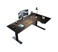 GEK208130 Simple Escritorio de Cuero for PC con Altura Ajustable en Forma de L, Escritorio eléctrico de Esquina for Trabajar de pie o Sentado, con Tomas de Carga. Escritura(S)