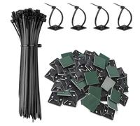 Gekamoyue 200 Piezas Bridas Plastico, 150 mm Adhesivas para Bridas de Cables, Juego de Base Adhesiva para Sujetar Cables de Plástico para Oficina, Hogar, Jardín