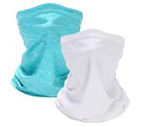 Gekamoyue 2PCS Multifunción Bandana para Hombre y Mujer, Pañuelos Cabeza Elástica, Bragas de Cuello Secado Rápido para Correr, Ciclismo, Senderismo, Esquí al Aire Libre (Blanco + Azul)