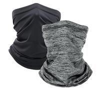 Gekamoyue 2PCS Multifunción Bandana para Hombre y Mujer, Pañuelos Cabeza Elástica, Bragas de Cuello Secado Rápido para Correr, Ciclismo, Senderismo, Esquí al Aire Libre (Negro + Gris)