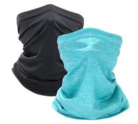 Gekamoyue 2PCS Multifunción Bandana para Hombre y Mujer, Pañuelos Cabeza Elástica, Bragas de Cuello Secado Rápido para Correr, Ciclismo, Senderismo, Esquí al Aire Libre (Negro + Azul)