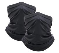 Gekamoyue 2PCS Multifunción Bandana para Hombre y Mujer, Pañuelos Cabeza Elástica, Bragas de Cuello Secado Rápido para Correr, Ciclismo, Senderismo, Esquí al Aire Libre (Negro)