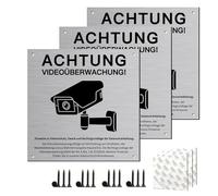 Gekamoyue 3 Piezas Cartel Videovigilancia de Aluminio, 15x15 cm Rótulo Cámaras de Seguridad, Señal Area Vigilada Autoadhesivas para Zona de Vigilancia de Advertencia