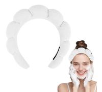 Gekamoyue Diadema para Lavarse, Diadema con Esponja, Diadema Maquillaje para Mujer, Tela de Rizo Suave, para Lavado de Cara, Cuidado de La Piel, Desmaquillado (Blanco)