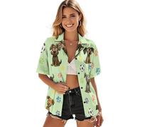 Gekhuqory Camisa de manga corta con botones para mujer, con estampado animal, Cute Dogs Soccer, L