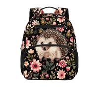 Gekhuqory Howling Wolf - Mochila unisex para niños, Estampado floral y bonito de erizo, Mini, Clásico