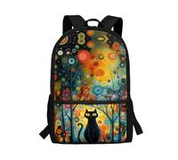 Gekhuqory Mochila escolar para niñas de 17 pulgadas, mochila escolar para niños de 12 a 14 años, Gato acuarela abstracta, Talla única, Mochilas daypack