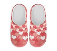 Gekhuqory Pantuflas de casa con estampado de corazón para mujer, zapatos cálidos de felpa suave antideslizante para caminar, Corazón rosa degradado, 34/36 EU