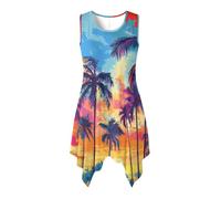 Gekhuqory Vestido de verano floral, Palmeras tropicales, XL