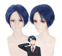 Gekkan Shoujo Nozaki-kun Cosplay Peluca Azul Pelo sintético corto Disfraces de anime Pelucas Yu Kashima Accesorios de fiesta de Halloween