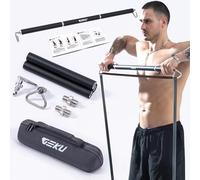 GEKU FIT Barra de resistencia, barra de entrenamiento de acero resistente con bolsa de transporte para entrenamiento de banda de resistencia, entrenamiento de banda de resistencia, entrenamiento en