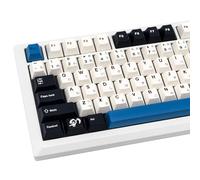 GEKUCAP Juego de 129 teclas PBT japonesas Cherry Profile DYE-Sub blanco/negro/azul, teclas de estilo minimalista, juego de teclas personalizadas para Gateron Kailh Cherry MX Switch Gaming teclados