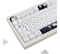 GEKUCAP Teclas PBT Cherry Profile 151 Teclas en Blanco y Negro con sublimación de Tinte, Juego de Teclas temáticas de Oso para 61/68/84/98/100/104 DIY Cherry MX Gateron Kailh Switch ANSI teclados