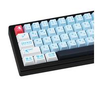 GEKUCAP Teclas personalizadas, teclas japonesas azules de 143 teclas, tapas de teclas de sublimación de tinte, juego de teclas PBT de perfil cereza para teclado mecánico personalizado 61/64/104/68/87/108