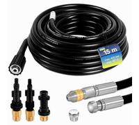 Gekufa Manguera Hidrolimpiadora 15m, 400 bar inkl. Manguera Desatascador Tuberias Compatible con Kärcher, Parkside, Lavor, Bosch, Adecuado para Limpiar Bajantes